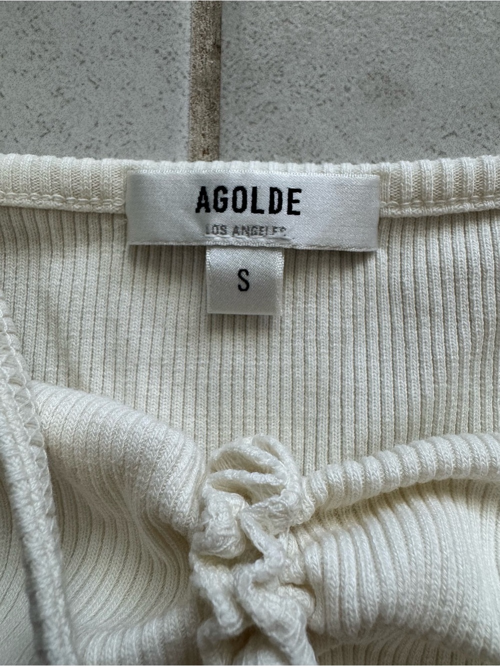 Agolde Cream Ribbed Tank Small - Picture 2 of 7